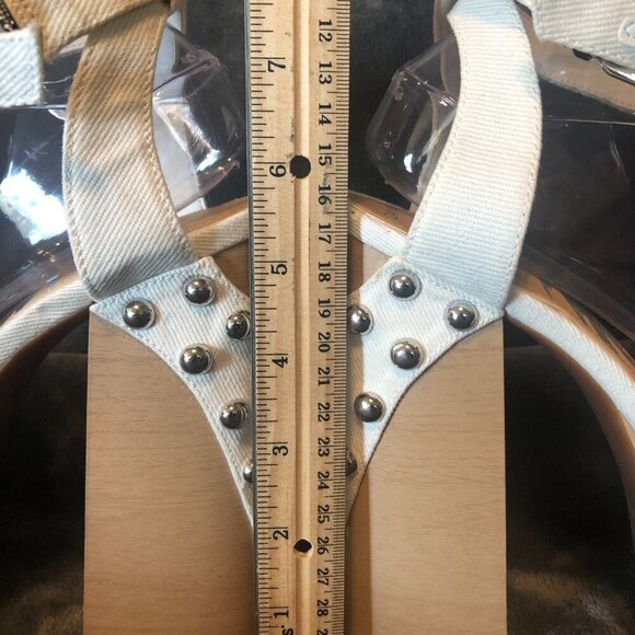 Gianni Bini DANNIJO Daisy Ivory Denim Studded Platform Sandals 10M - brand new - Picture 8 of 8